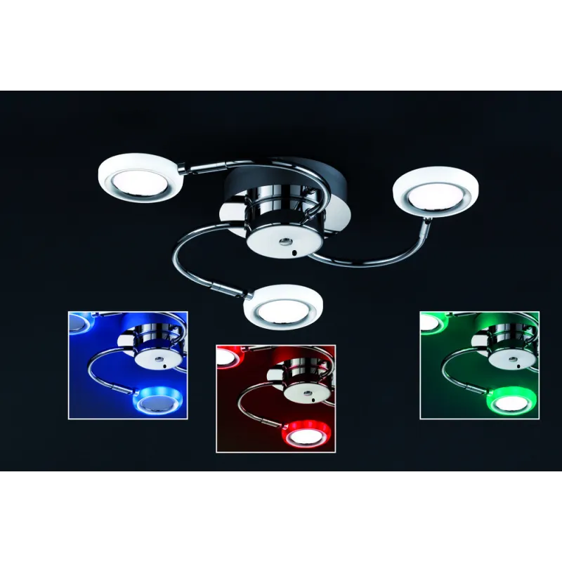 TRIO Plafonnier intérieur chrome et blanc TURNER - Pas cher