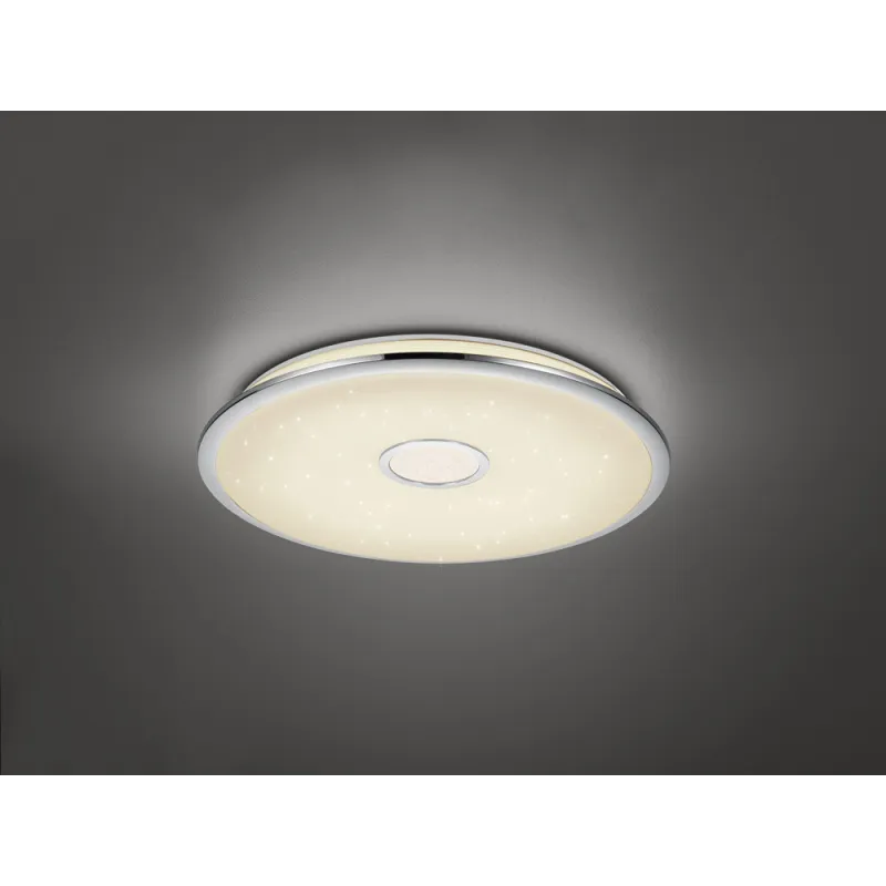 TRIO Plafonnier intérieur chrome et blanc OSAKA - Pas cher
