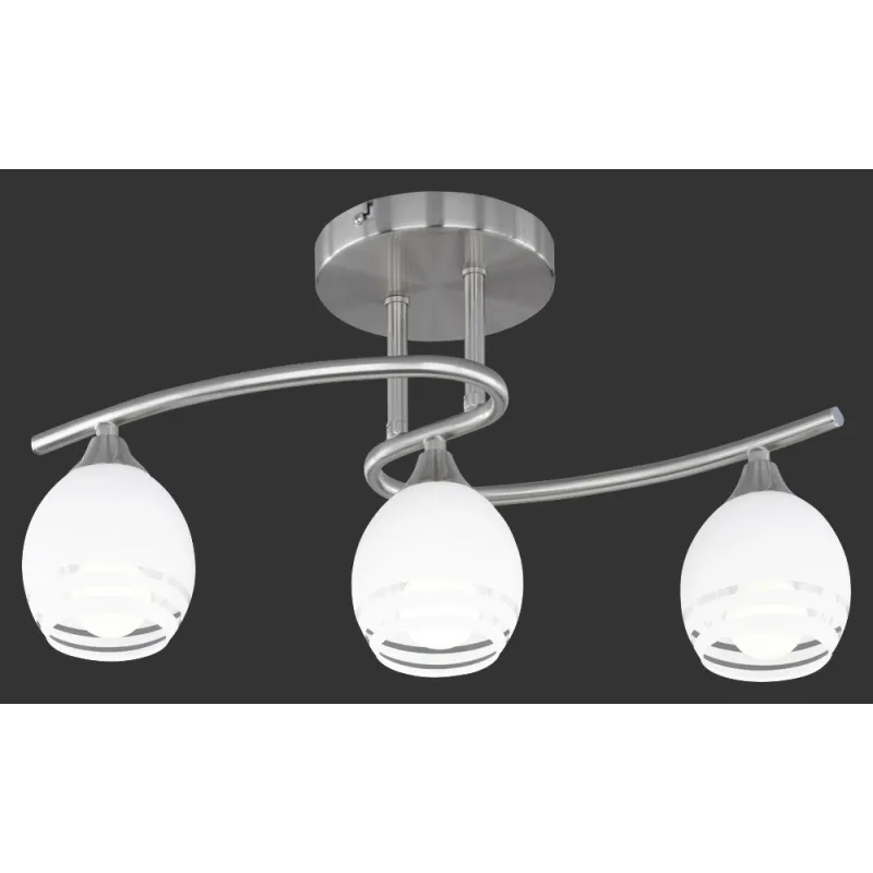 TRIO Plafonnier intérieur nickel mat et blanc CURVA - Pas cher