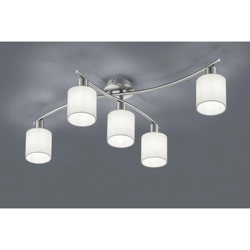 TRIO Plafonnier intérieur nickel mat et blanc GARDA - Pas cher