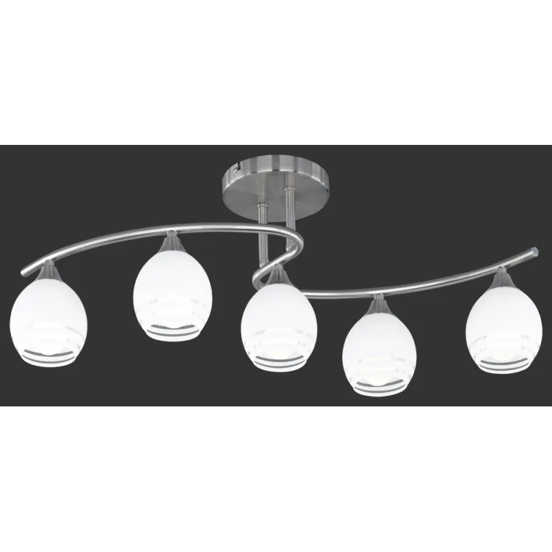 TRIO Plafonnier intérieur nickel mat et blanc CURVA - Pas cher