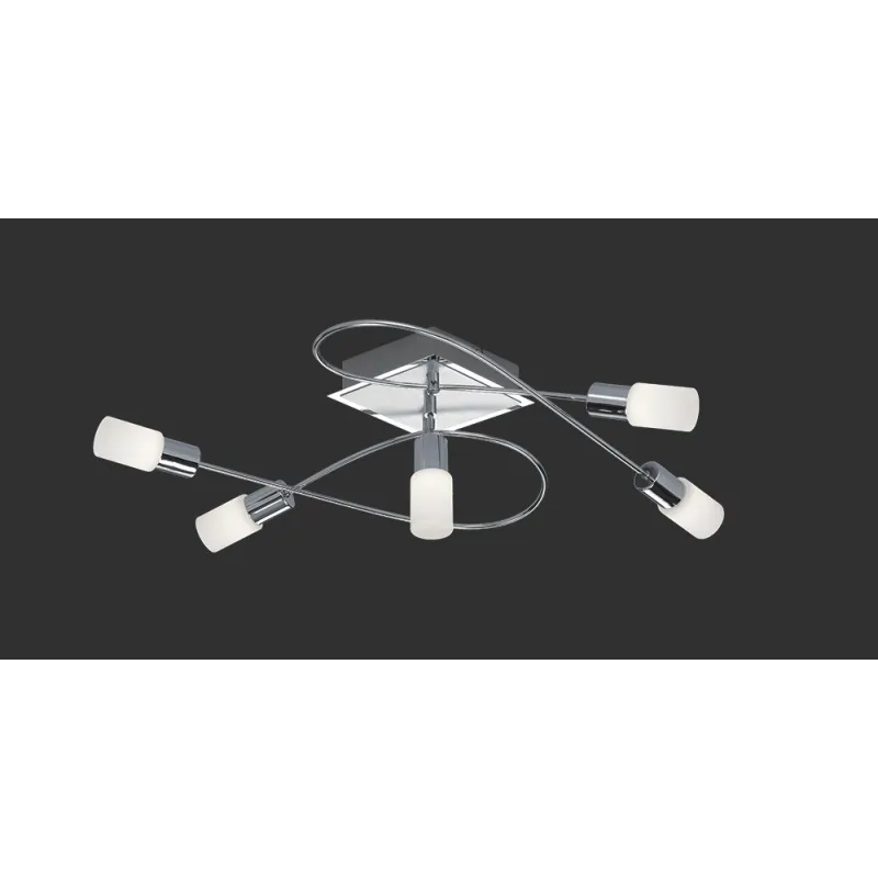 TRIO Plafonnier intérieur chrome et blanc balayé CLAPTON - Pas cher