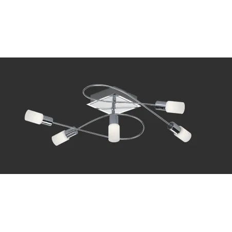 TRIO Plafonnier intérieur chrome et blanc balayé CLAPTON - Pas cher