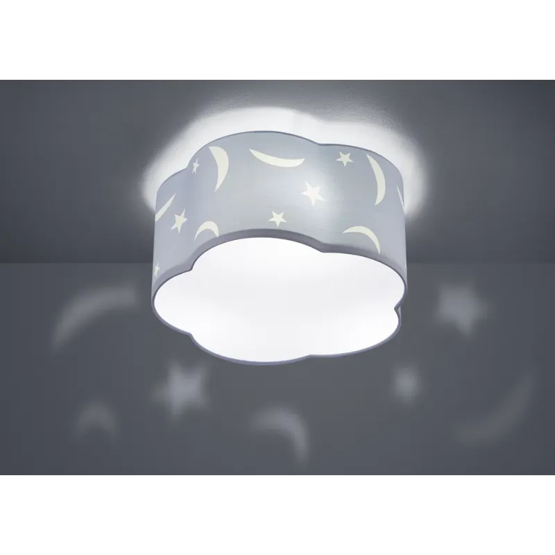 TRIO Plafonnier intérieur blanc et bleu pastel MOONY - Pas cher
