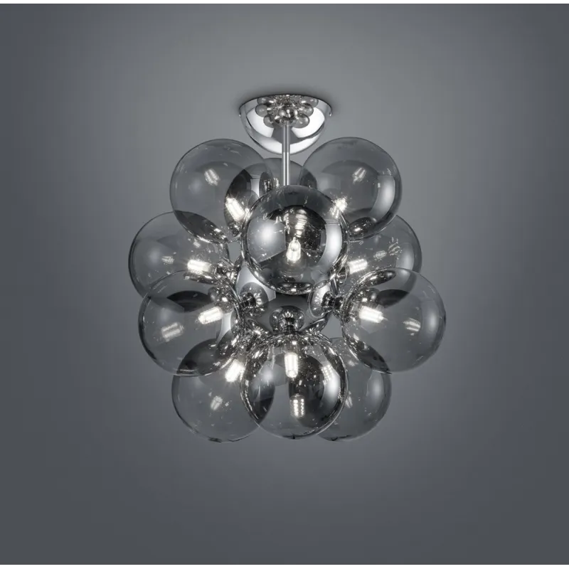 TRIO Plafonnier intérieur chrome et fumé ALICIA - Pas cher