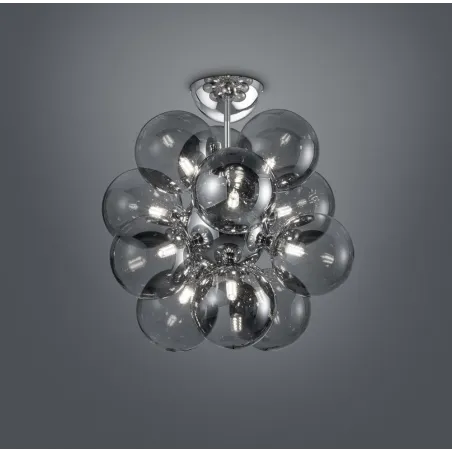 TRIO Plafonnier intérieur chrome et fumé ALICIA - Pas cher