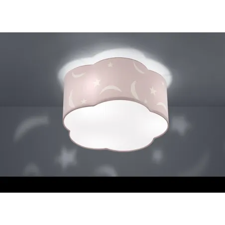 TRIO Plafonnier intérieur blanc et rose pastel MOONY - Pas cher