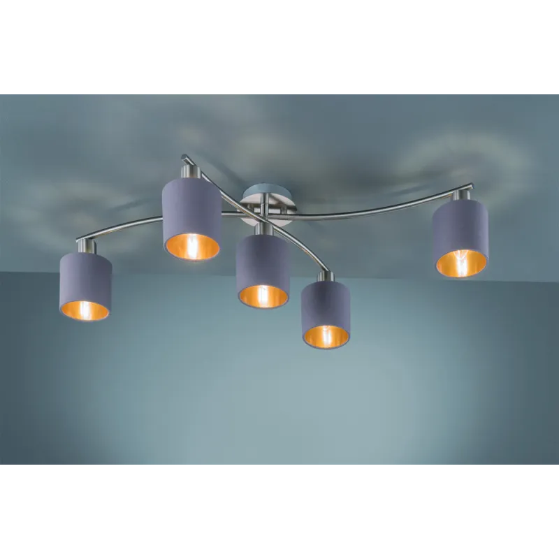 TRIO Plafonnier intérieur nickel mat et taupe GARDA - Pas cher