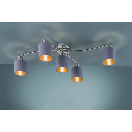 TRIO Plafonnier intérieur nickel mat et taupe GARDA - Pas cher