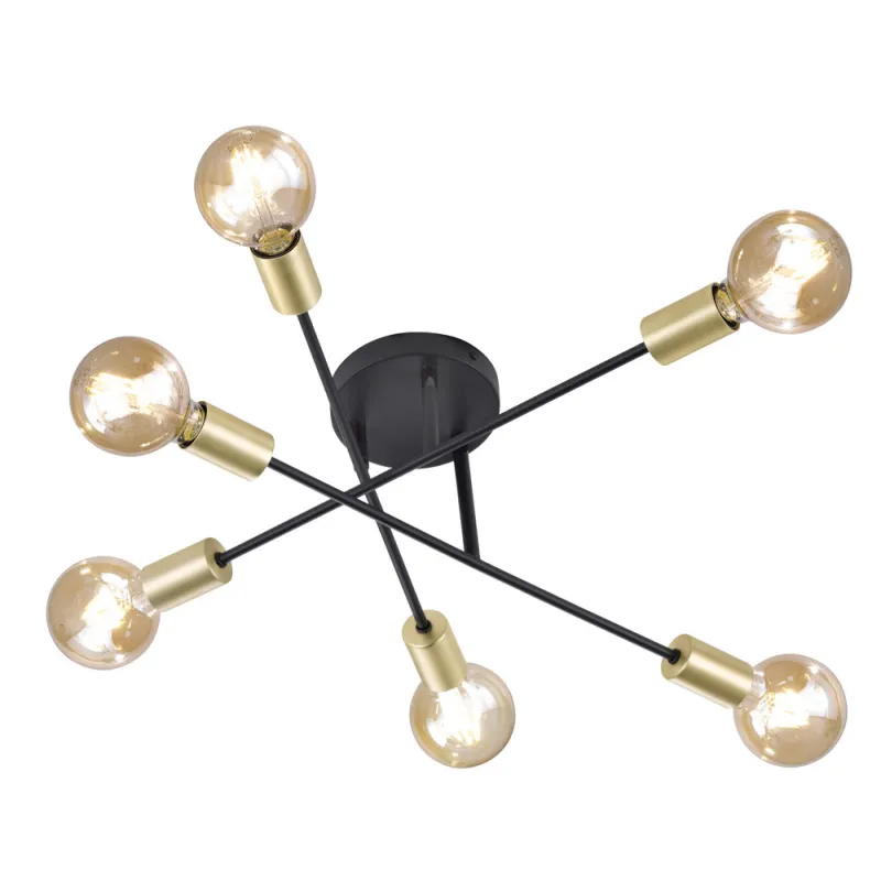 TRIO Plafonnier intérieur noir mat CROSS - Pas cher