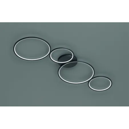 TRIO Plafonnier intérieur noir mat RONDO - Pas cher