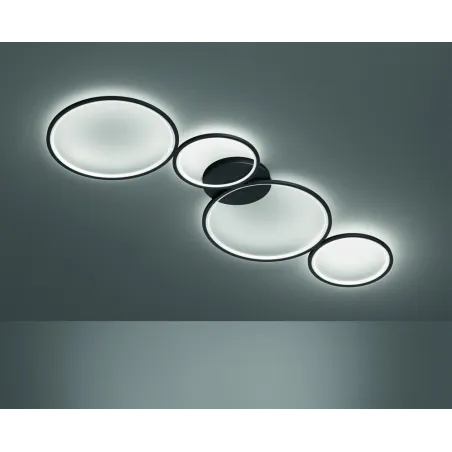 TRIO Plafonnier intérieur noir mat RONDO - Pas cher