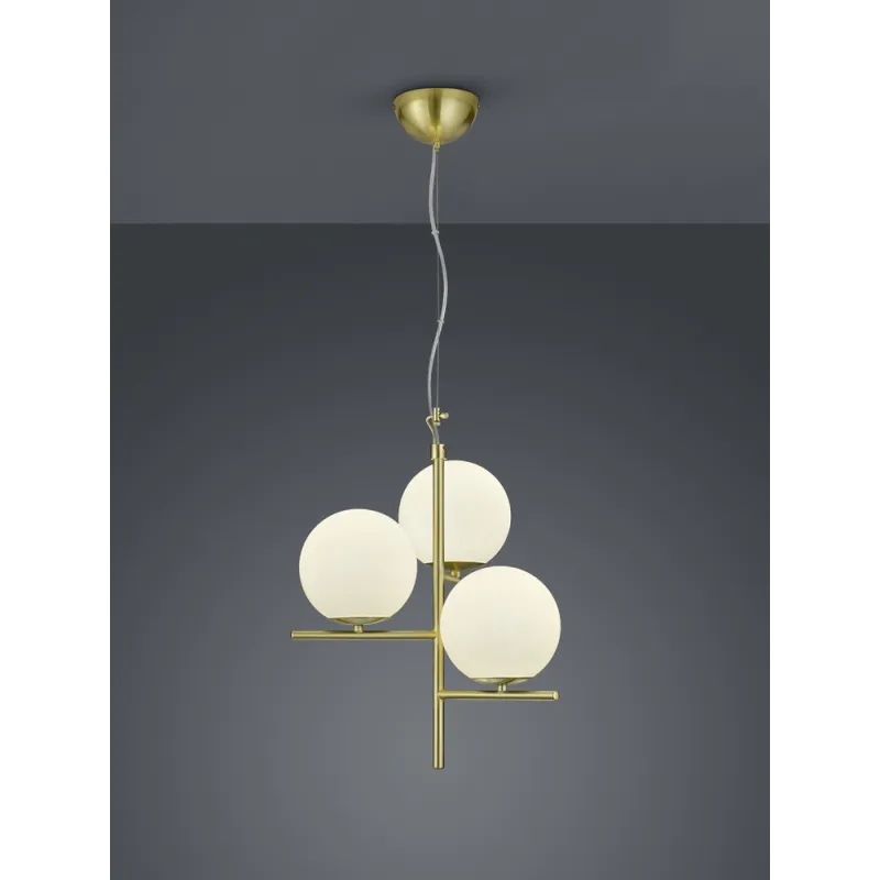 TRIO Suspension intérieur laiton mat et blanc PURE - Pas cher