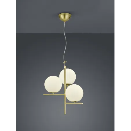 TRIO Suspension intérieur laiton mat et blanc PURE - Pas cher