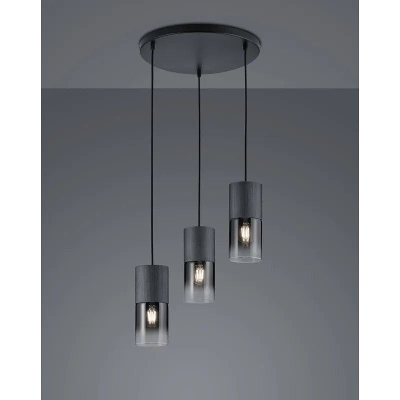 TRIO Suspension intérieur noir mat et fumé ROBIN - Pas cher