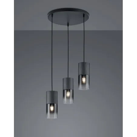 TRIO Suspension intérieur noir mat et fumé ROBIN - Pas cher