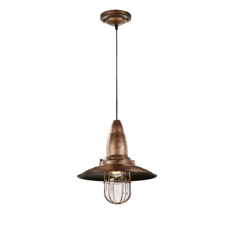 TRIO Suspension intérieur cuivre ancien et transparent claire FISHE...