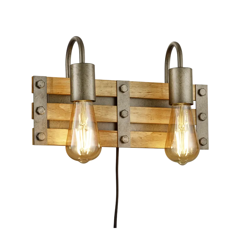 TRIO Applique intérieur nickel antik et couleur bois KHAN - Pas cher