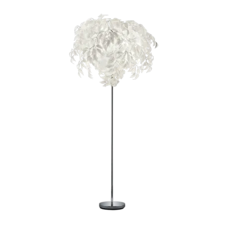 TRIO Lampadaire intérieur chrome et blanc LEAVY - Pas cher