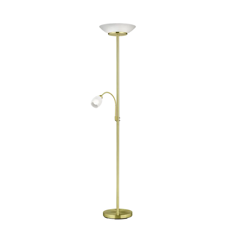 TRIO Lampadaire intérieur laiton mat et blanc GERRY - Pas cher