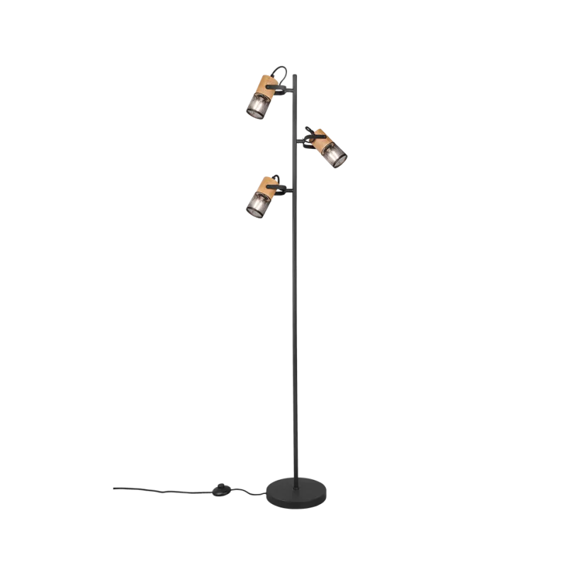 TRIO Lampadaire intérieur noir mat TOSH - Pas cher