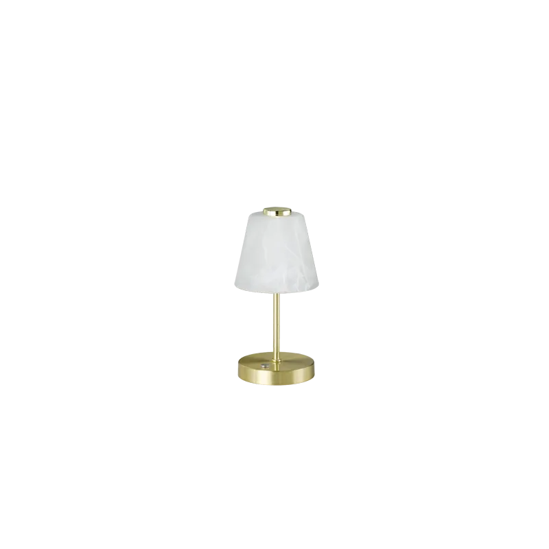 TRIO Lampe de table intérieur laiton mat et albâtre EMMY - Pas cher