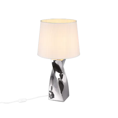 TRIO Lampe de table intérieur argent et blanc ABEBA - Pas cher