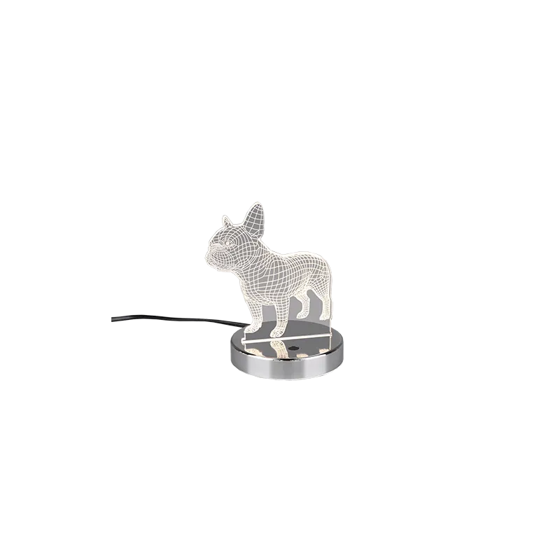 TRIO Lampe de table intérieur chrome et transparent claire DOG - Pa...