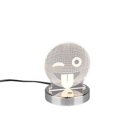 TRIO Lampe de table intérieur chrome et transparent claire SMILEY -...