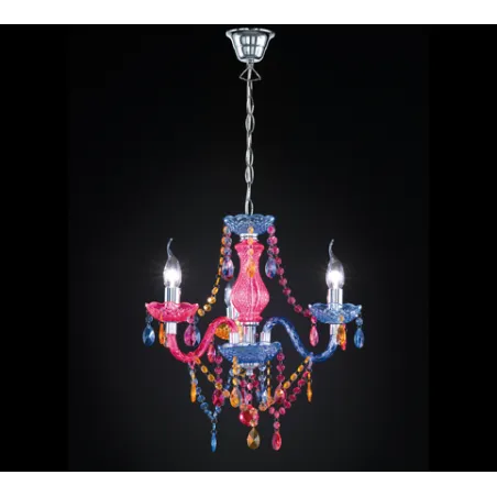 TRIO Lustre intérieur chrome et multicouleur LÜSTER - Pas cher