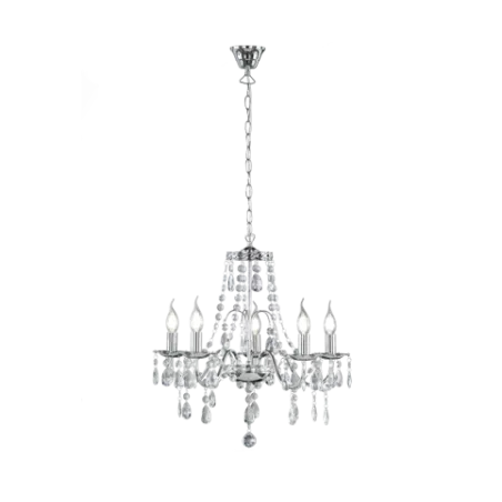 TRIO Lustre intérieur chrome et transparent claire BAROQUE - Pas cher