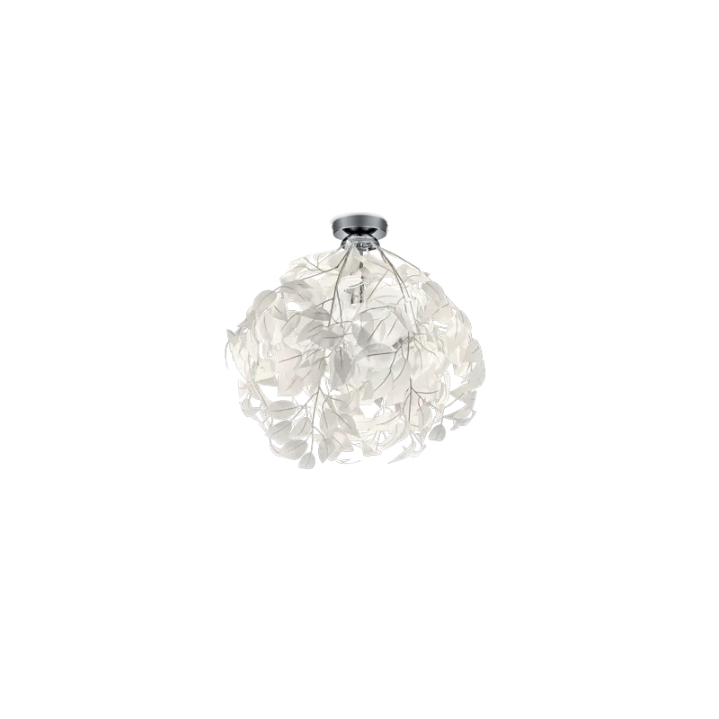 TRIO Plafonnier intérieur chrome et blanc LEAVY - Pas cher
