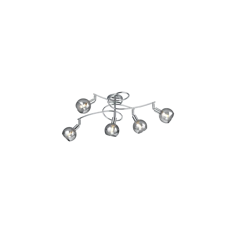 TRIO Plafonnier intérieur chrome et fumé BREST - Pas cher