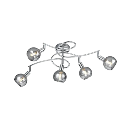 TRIO Plafonnier intérieur chrome et fumé BREST - Pas cher