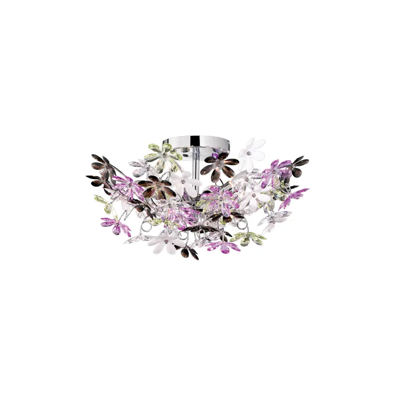 TRIO Plafonnier intérieur chrome et multicouleur FLOWER - Pas cher