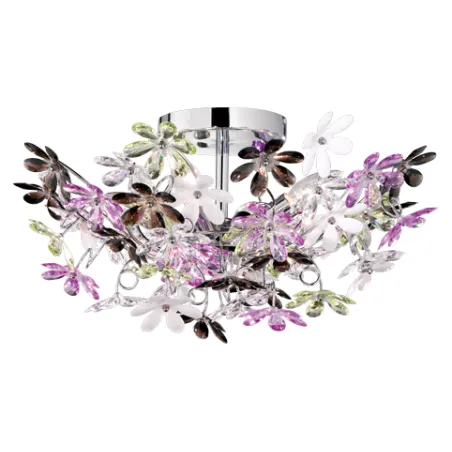 TRIO Plafonnier intérieur chrome et multicouleur FLOWER - Pas cher