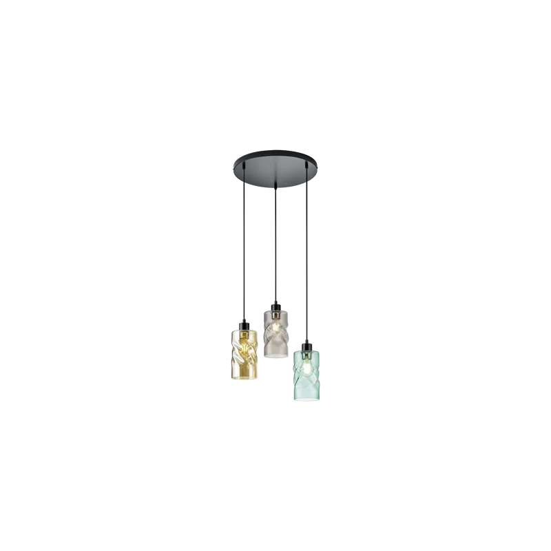 TRIO Suspension intérieur noir mat et ambre SWIRL - Pas cher