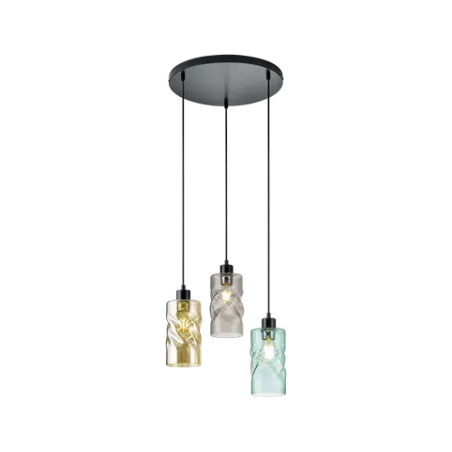 TRIO Suspension intérieur noir mat et ambre SWIRL - Pas cher