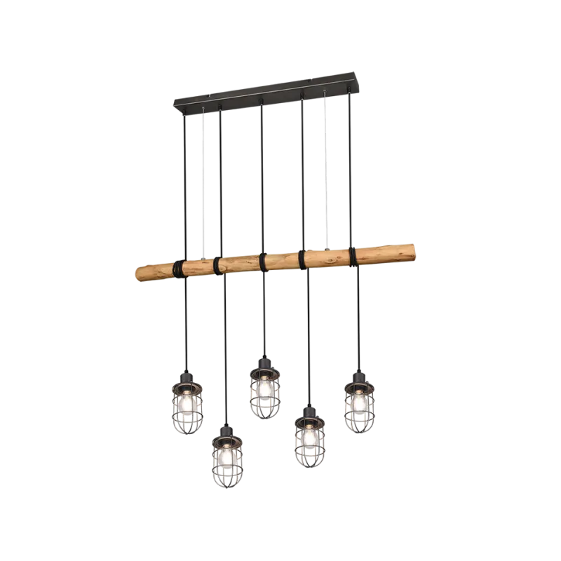 TRIO Suspension intérieur nickel antik et couleur bois FORESTER - P...