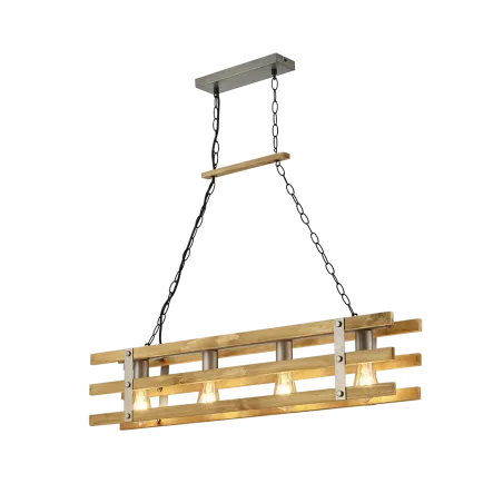 TRIO Suspension intérieur nickel antik et couleur bois KHAN - Pas cher