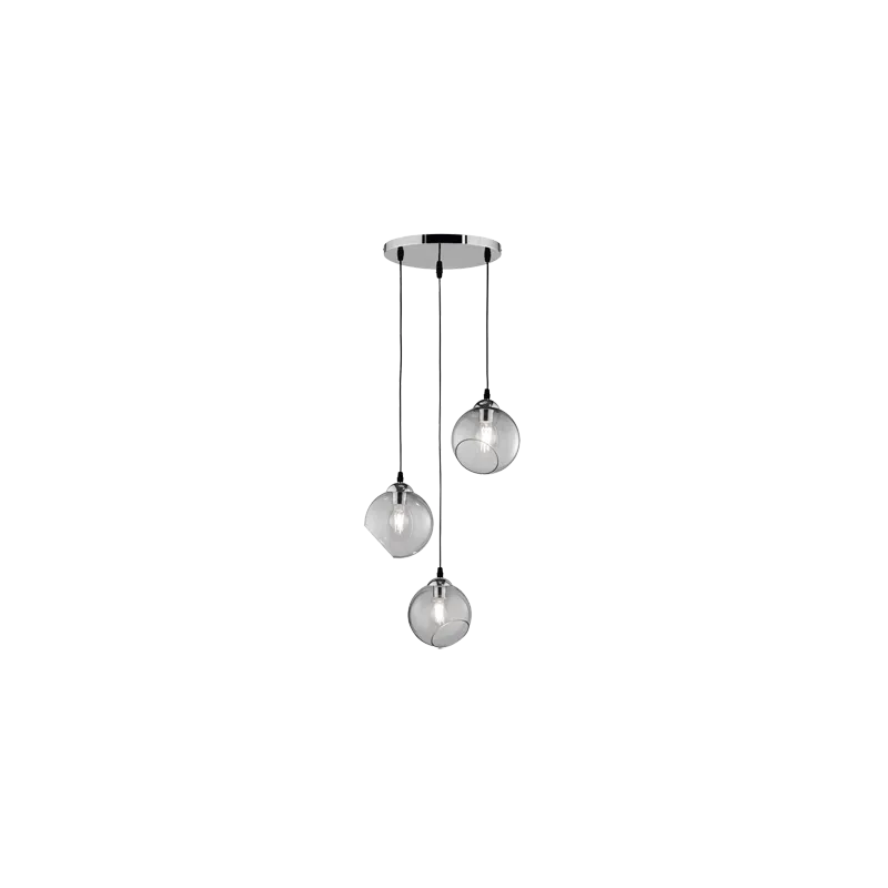 TRIO Suspension intérieur chrome et fumé CLOONEY - Pas cher