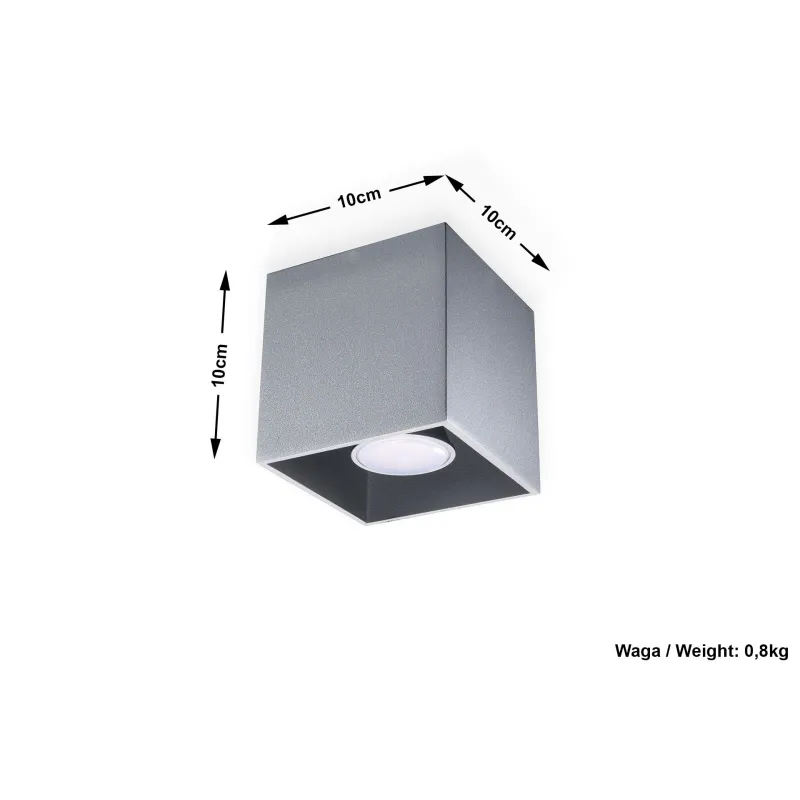 Plafonnier QUAD 1, aluminium gris, GU10 - Pas cher