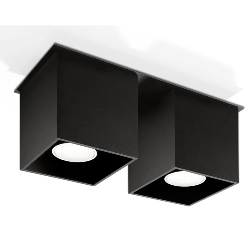 Plafonnier QUAD 2, aluminium, noir, GU10 - Pas cher