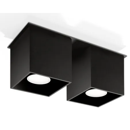 Plafonnier QUAD 2, aluminium, noir, GU10 - Pas cher