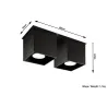 Plafonnier QUAD 2, aluminium, noir, GU10 - Pas cher