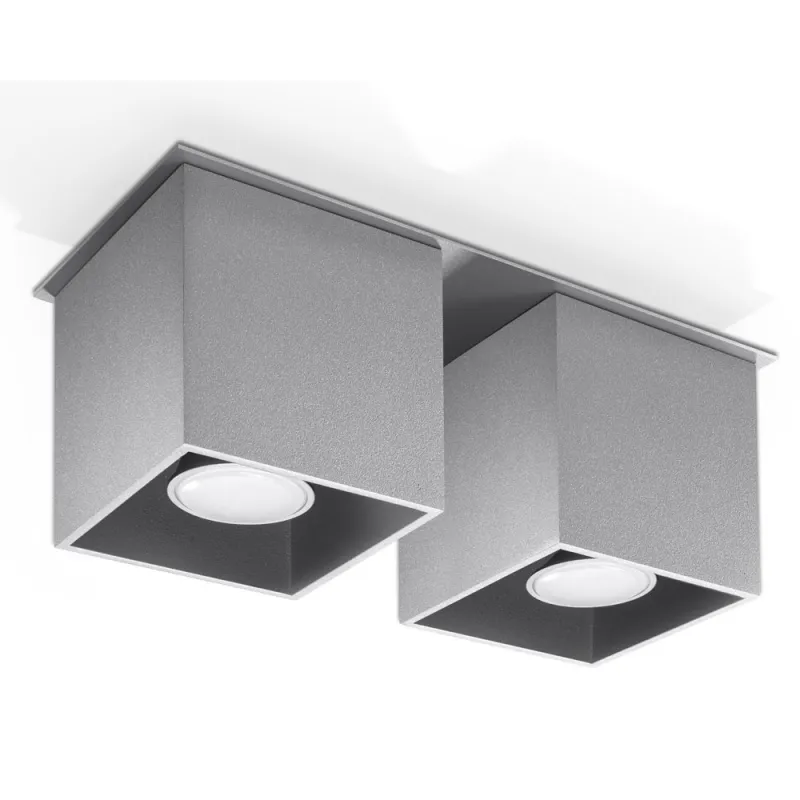 Plafonnier QUAD 2, aluminium, gris, GU10 - Pas cher