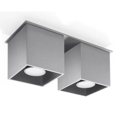 Plafonnier QUAD 2, aluminium, gris, GU10 - Pas cher