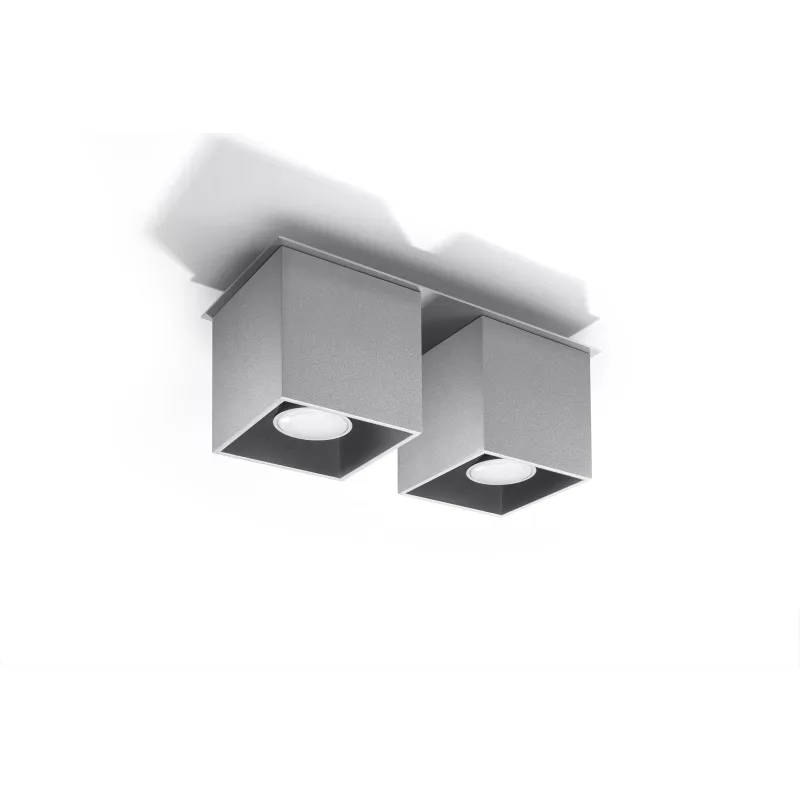 Plafonnier QUAD 2, aluminium, gris, GU10 - Pas cher