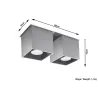 Plafonnier QUAD 2, aluminium, gris, GU10 - Pas cher