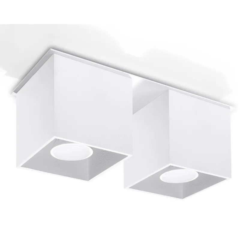 Plafonnier QUAD 2, aluminium, blanc, GU10 - Pas cher